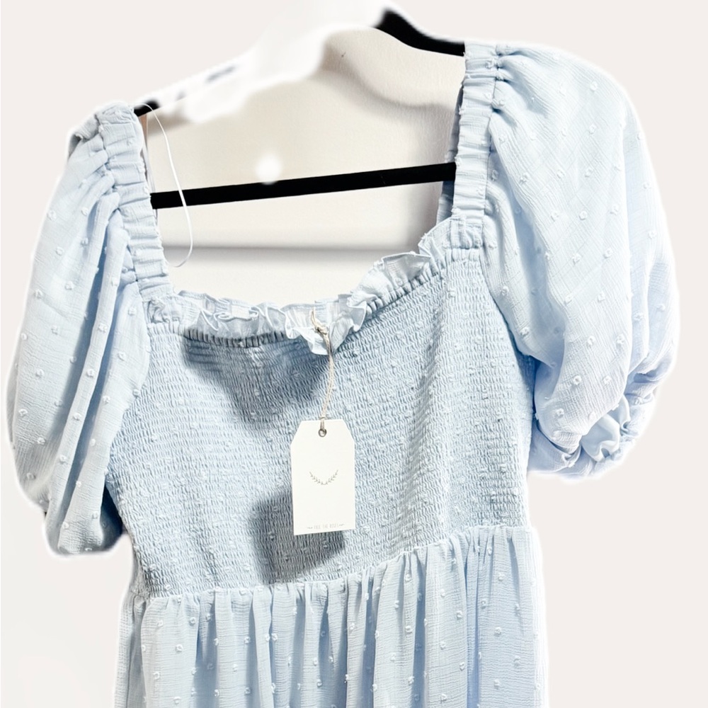 FreeTheRoses Blue, Smocked, light blue Maxi Dress NEW WITH TAGS - Picture 2 of 5